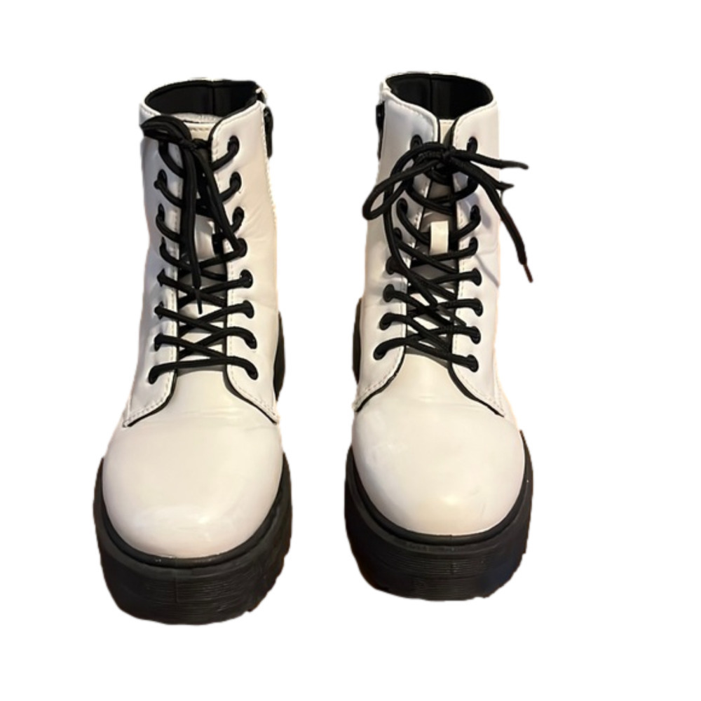 Quips chunky white Moto boots - Picture 1 of 10